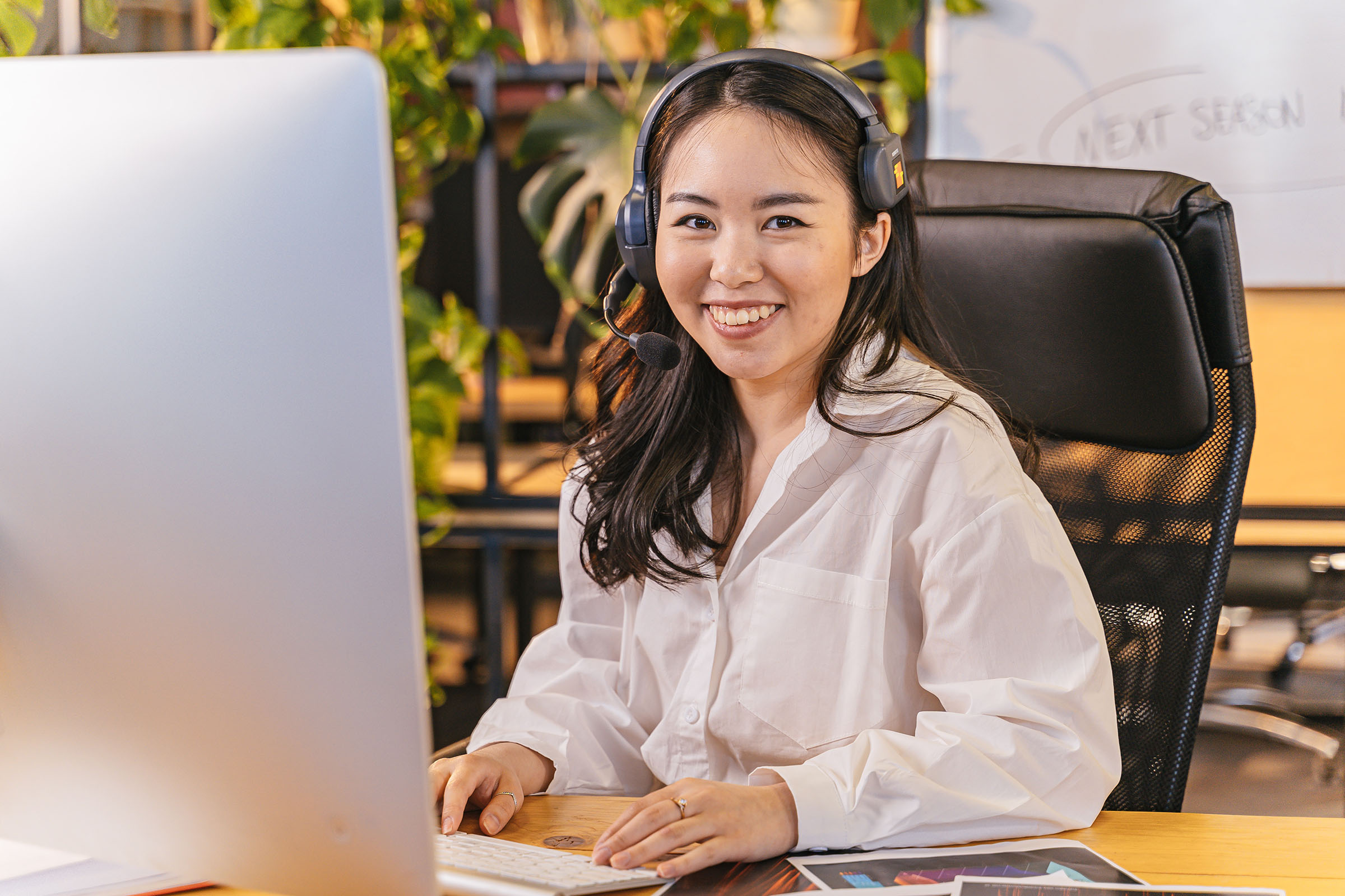 woman with headset